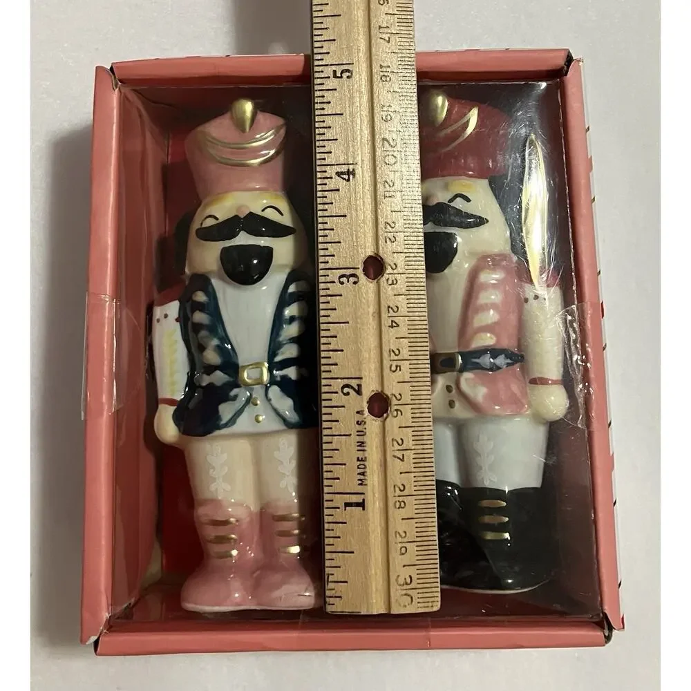 Christmas Holiday Home Ceramic Nutcracker Salt Pepper Shakers 4.9” New Sealed